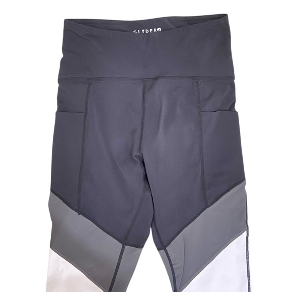 Glyder black/gray/white high waist leggings contrast Overstitching size small - Picture 3 of 5